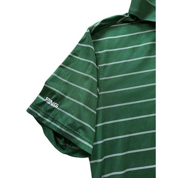 PING GREEN STRIPPED POLO SHIRT SIZE MEDIUM | E2 - Picture 8 of 9